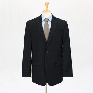 Calvin Klein 42L Black Solid 2-Button Sport Coat Blazer Jacket O258